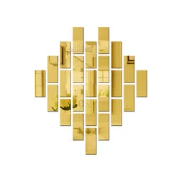 Wall1ders Gold Toned 24 Pieces Rectangle Acrylic Mirror Wall Stickers-picture-20