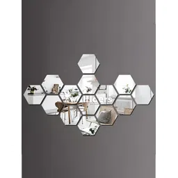 Wall1ders Silver 14 Pieces Acrylic Mirror Wall Stickers image 1