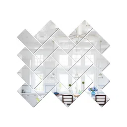 Wall1ders Silver Toned 20 Pieces Acrylic White Patterned Mirror Wall Stickers-picture-22