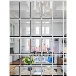 Wall1ders Silver Toned 30 Pieces Big Square 3D Mirror Wall Stickers-picture-24