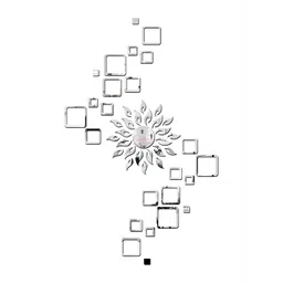 Wall1ders Silver Toned 49 Pieces Sun With Square Mirror Wall Stickers-picture-24