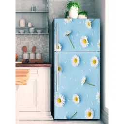 WallDaddy Blue & White Floral Printed Self-Adhesive Refrigerator Sticker-picture-31