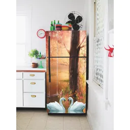 WallDaddy Brown & White Swan-Printed Refrigerator Sticker-picture-27