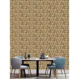 WallDaddy Brown GoldenJali Printed Waterproof Self Adhesive Wallpaper image 1