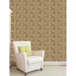 WallDaddy Brown GoldenJali Printed Waterproof Self Adhesive Wallpaper image 2