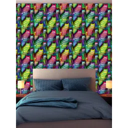 WallDaddy Green & Pink Cat Family Design Self Adhesive Wallpaper-picture-15