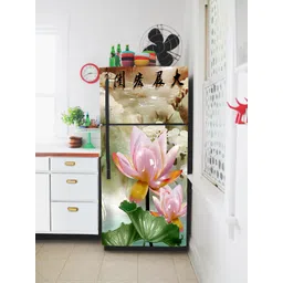 WallDaddy Pink & Green Floral-Printed Refrigerator Sticker image 2