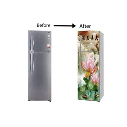 WallDaddy Pink & Green Floral-Printed Refrigerator Sticker image 4