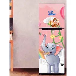 WallDaddy Pink & Grey Elephant Rainbow-Printed Refrigerator Sticker-picture-21