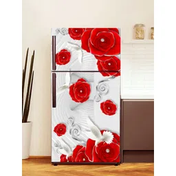 WallDaddy White & Red Floral-Printed Refrigerator Sticker-picture-29