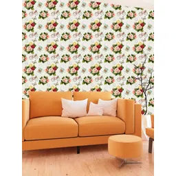 WallDaddy White Vintage CycleRose Printed Water Resistant Self Adhesive Wallpaper-picture-35
