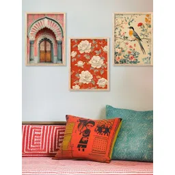 WALLLANE 3 Piece Framed Floral and Botanical Theme Home Decor Wall Art-picture-23