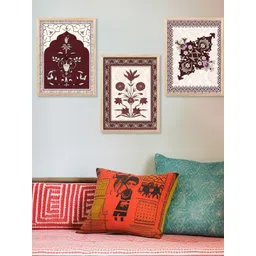 WALLLANE 3 Piece Framed Floral and Botanical Theme Home Decor Wall Art-picture-32