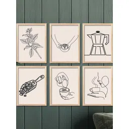 WALLLANE Beige & Black 6 and more Piece Wood Other Wall Paintings-picture-36