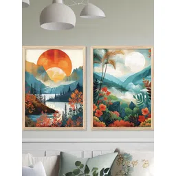 WALLLANE Brown 2 Piece Wood Abstract Wall Paintings-picture-10