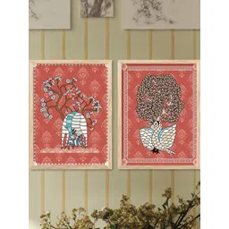 WALLLANE Brown 2 Piece Wood Abstract Wall Paintings-picture-28