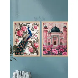 WALLLANE Brown 2 Piece Wood Abstract Wall Paintings-picture-33