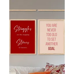 WALLLANE Brown 2 Piece Wood Abstract Wall Paintings-picture-25