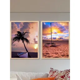 WALLLANE Brown 2 Piece Wood Abstract Wall Paintings-picture-11