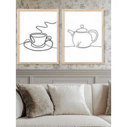 WALLLANE Brown 2 Piece Wood Abstract Wall Paintings-picture-13