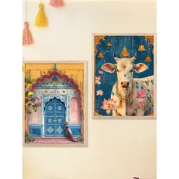 WALLLANE Brown 2 Piece Wood Abstract Wall Paintings-picture-36