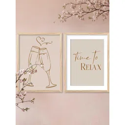 WALLLANE Brown 2 Piece Wood Abstract Wall Paintings image 4