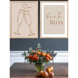 WALLLANE Brown 2 Piece Wood Abstract Wall Paintings image 1