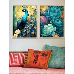 WALLLANE Brown 2 Piece Wood Floral and Botanical Wall Paintings-picture-26