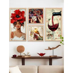 WALLLANE Brown 4 Piece Wood Abstract Wall Paintings-picture-28