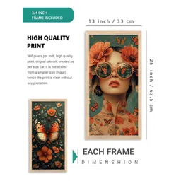 WALLLANE Brown 4 Piece Wood Floral and Botanical Wall Paintings image 3