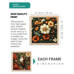 WALLLANE Brown 4 Piece Wood Floral and Botanical Wall Paintings image 5