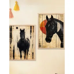 WALLLANE Brown & Black 2 Piece Wood Birds and Animals Wall Paintings-picture-16