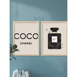 WALLLANE Brown & Black Wall Paintings With Wood Frame (2 Piece)-picture-39