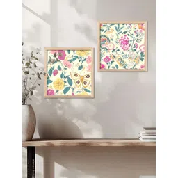 WALLLANE Brown & Cream 2 Piece Wood Floral and Botanical Wall Paintings-picture-40