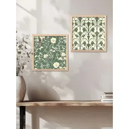 WALLLANE Brown & Green 2 Piece Wood Floral and Botanical Wall Paintings-picture-17