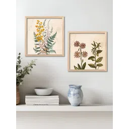 WALLLANE Brown & Green 2 Piece Wood Floral and Botanical Wall Paintings-picture-16