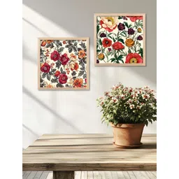 WALLLANE Brown & Green 2 Piece Wood Floral and Botanical Wall Paintings-picture-15
