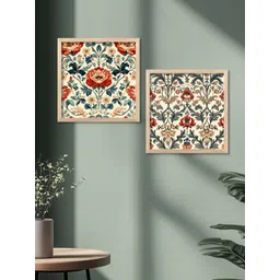 WALLLANE Brown & Green 2 Piece Wood Floral and Botanical Wall Paintings image 3