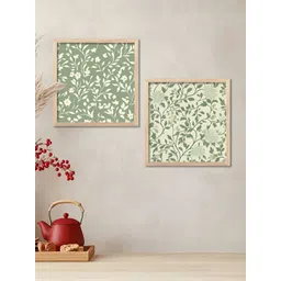 WALLLANE Brown & Green 2 Piece Wood Madhubani Wall Art-picture-32