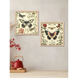 WALLLANE Brown & Green 2 Pieces Floral and Botanical Wooden Wall Art-picture-39