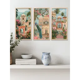 WALLLANE Brown & Green 3 Pieces Traditional Wooden Wall Paintings-picture-31