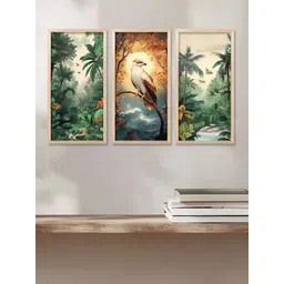 WALLLANE Brown & Green 3 Pieces Wooden Floral And Botanical Wall Art-picture-18
