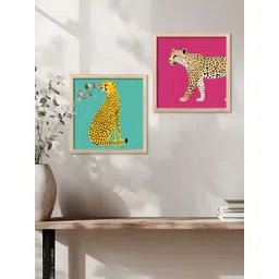 WALLLANE Brown & Pink 2 Pieces Birds And Animals Wooden Wall Art-picture-10