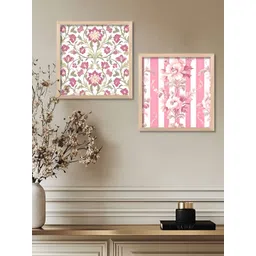 WALLLANE Brown & Pink 2 Pieces Wood Madhubani Wall Art-picture-37