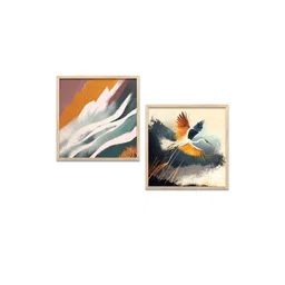 WALLLANE Brown Set of 2 Piece Wood Abstract Wall Paintings-picture-26