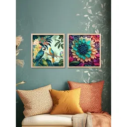 WALLLANE Brown Set of 2 Piece Wood Floral and Botanical Wall Paintings-picture-36