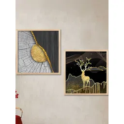 WALLLANE Brown Set of 2 Piece Wood Frame Painting Wall Art-picture-35
