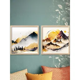 WALLLANE Brown Set of 2 Piece Wood Modern Wall Paintings-picture-38