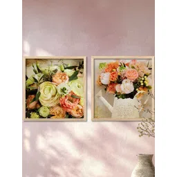 WALLLANE Brown Set of 2 Wood FloralWall Paintings image 5