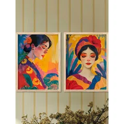 WALLLANE Multicoloured 2 Piece Wood Abstract Wall Paintings-picture-12